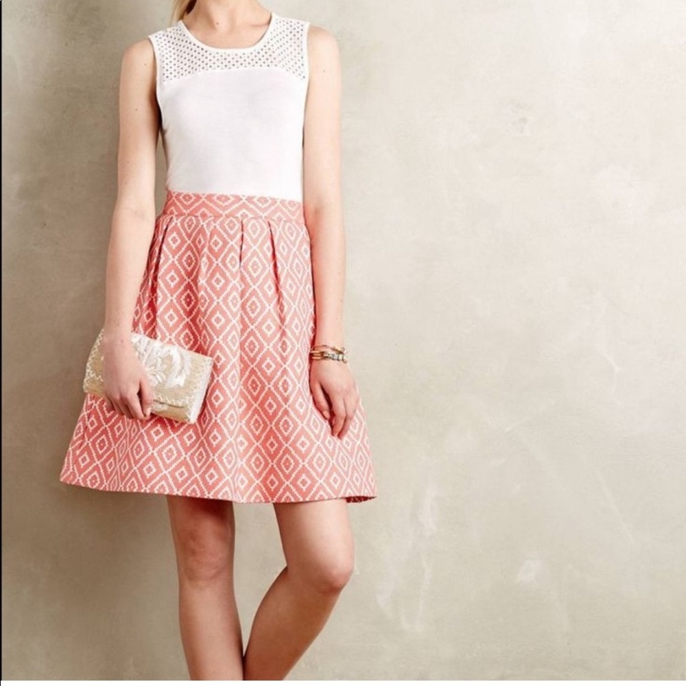 Pink Ikat Anthropologie Brocade Skirt - w/ pockets!